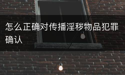 怎么正确对传播淫秽物品犯罪确认