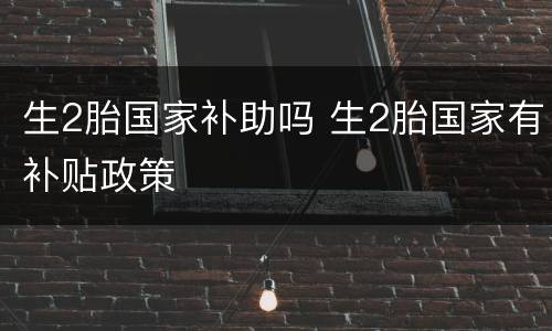 生2胎国家补助吗 生2胎国家有补贴政策
