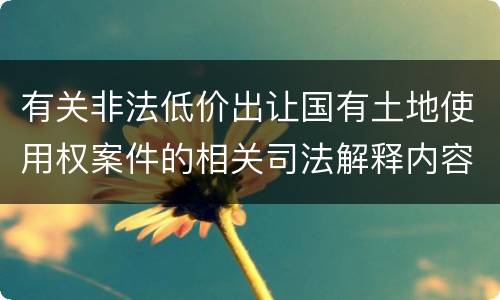 有关非法低价出让国有土地使用权案件的相关司法解释内容有哪些
