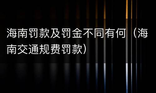 海南罚款及罚金不同有何（海南交通规费罚款）
