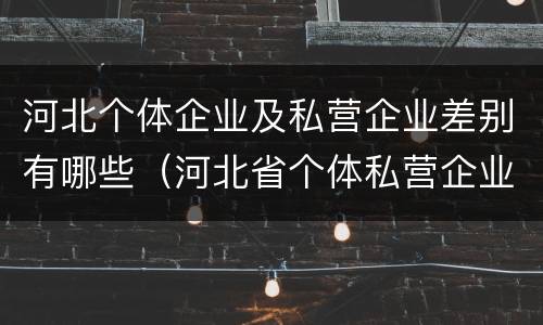 河北个体企业及私营企业差别有哪些(河北省个体私营企业协会)