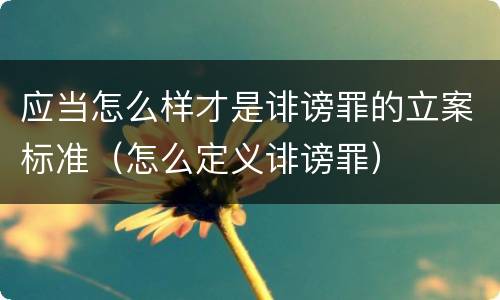 应当怎么样才是诽谤罪的立案标准（怎么定义诽谤罪）