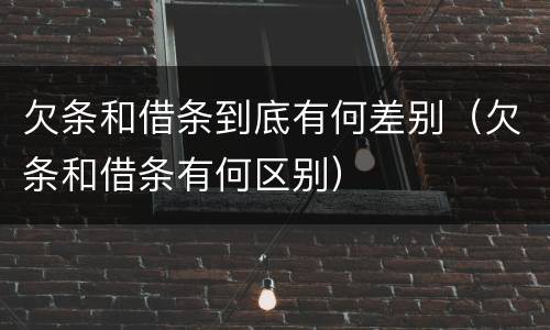 欠条和借条到底有何差别（欠条和借条有何区别）