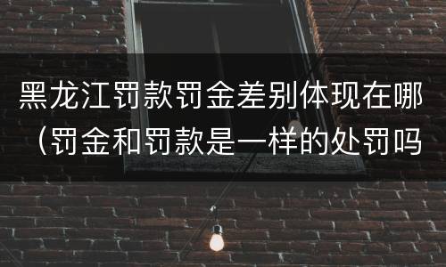 黑龙江罚款罚金差别体现在哪（罚金和罚款是一样的处罚吗）