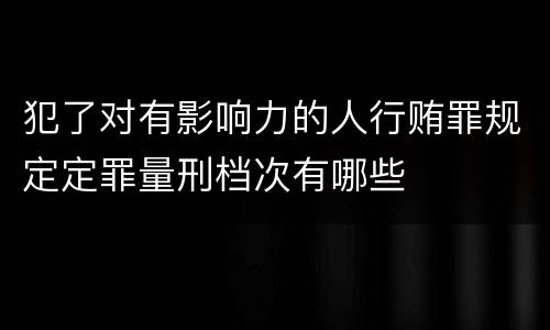 犯了对有影响力的人行贿罪规定定罪量刑档次有哪些