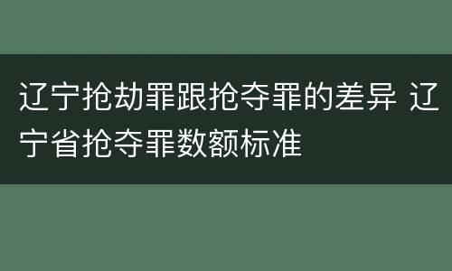 辽宁抢劫罪跟抢夺罪的差异 辽宁省抢夺罪数额标准