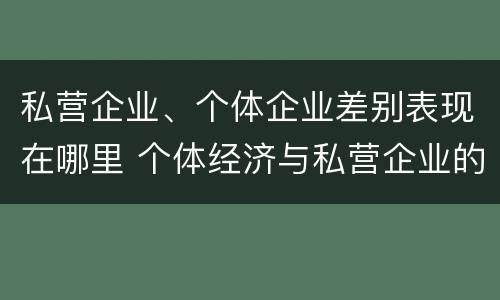 私营企业、个体企业差别表现在哪里 个体经济与私营企业的区别