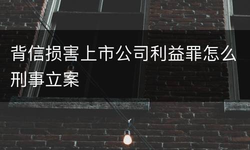 背信损害上市公司利益罪怎么刑事立案