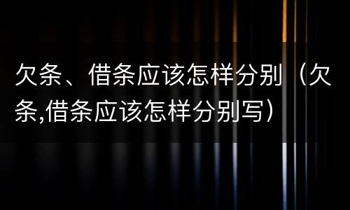 欠条、借条应该怎样分别（欠条,借条应该怎样分别写）