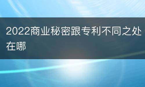 2022商业秘密跟专利不同之处在哪