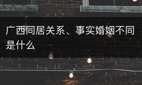 广西同居关系、事实婚姻不同是什么