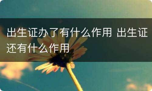 出生证办了有什么作用 出生证还有什么作用