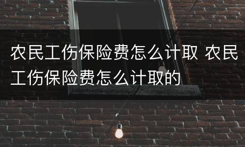 农民工伤保险费怎么计取 农民工伤保险费怎么计取的