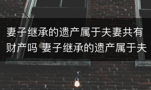 妻子继承的遗产属于夫妻共有财产吗 妻子继承的遗产属于夫妻共同财产吗