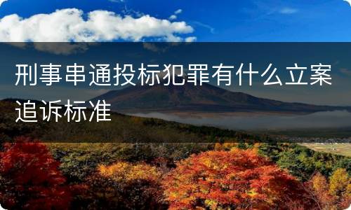 刑事串通投标犯罪有什么立案追诉标准