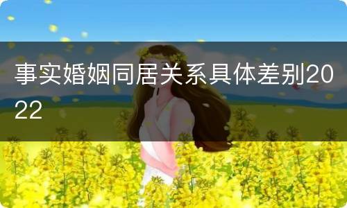 事实婚姻同居关系具体差别2022