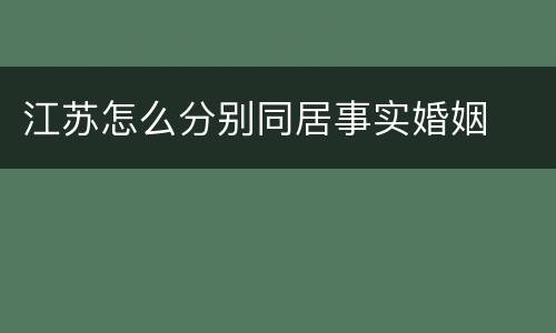 江苏怎么分别同居事实婚姻
