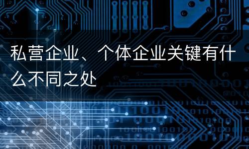 私营企业、个体企业关键有什么不同之处