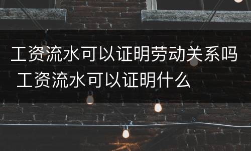 工资流水可以证明劳动关系吗 工资流水可以证明什么