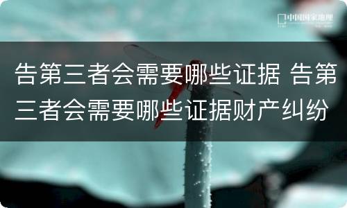 告第三者会需要哪些证据 告第三者会需要哪些证据财产纠纷