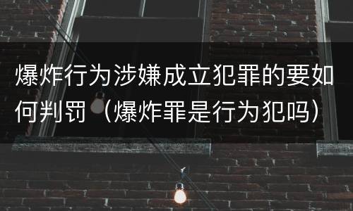 爆炸行为涉嫌成立犯罪的要如何判罚（爆炸罪是行为犯吗）