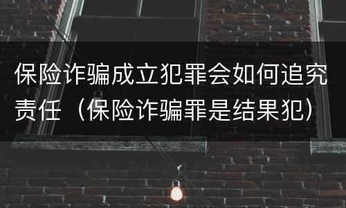 保险诈骗成立犯罪会如何追究责任（保险诈骗罪是结果犯）