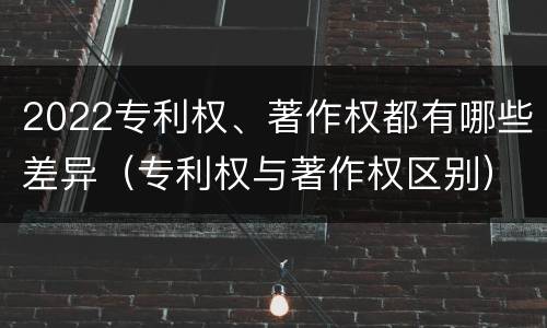 2022专利权、著作权都有哪些差异（专利权与著作权区别）