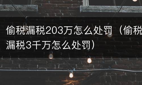 偷税漏税203万怎么处罚（偷税漏税3千万怎么处罚）