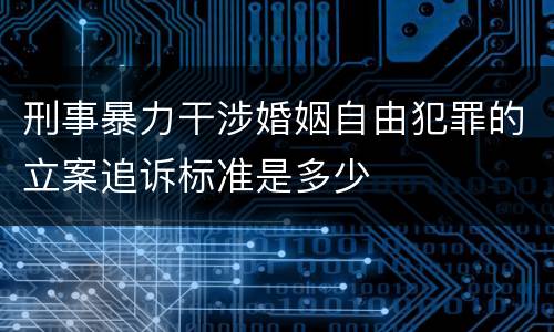 刑事暴力干涉婚姻自由犯罪的立案追诉标准是多少