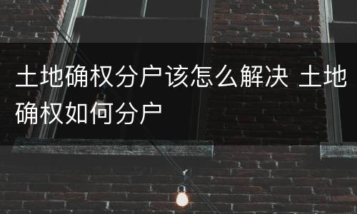 土地确权分户该怎么解决 土地确权如何分户