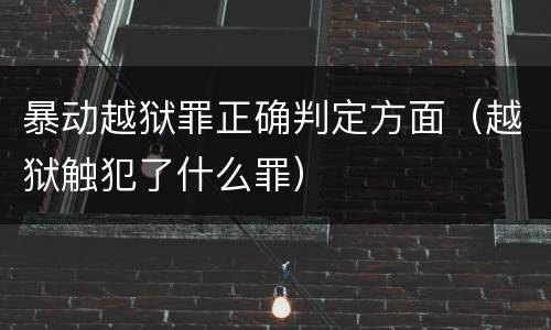 暴动越狱罪正确判定方面（越狱触犯了什么罪）