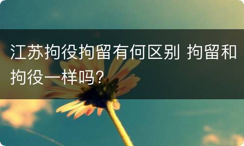 江苏拘役拘留有何区别 拘留和拘役一样吗?