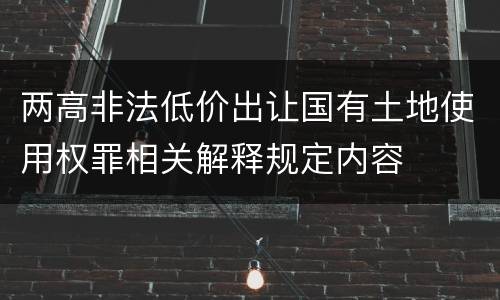 两高非法低价出让国有土地使用权罪相关解释规定内容