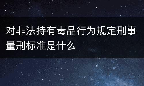 对非法持有毒品行为规定刑事量刑标准是什么