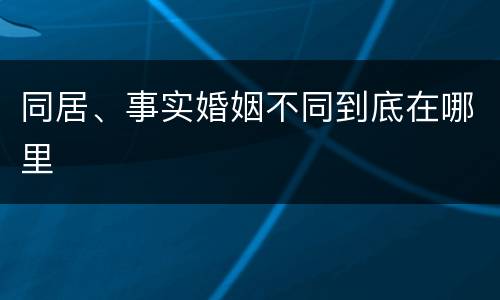 同居、事实婚姻不同到底在哪里