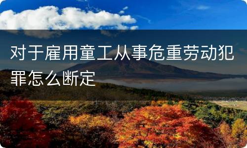 对于雇用童工从事危重劳动犯罪怎么断定