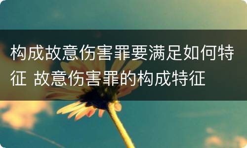 构成故意伤害罪要满足如何特征 故意伤害罪的构成特征
