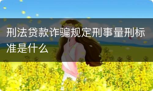 刑法贷款诈骗规定刑事量刑标准是什么