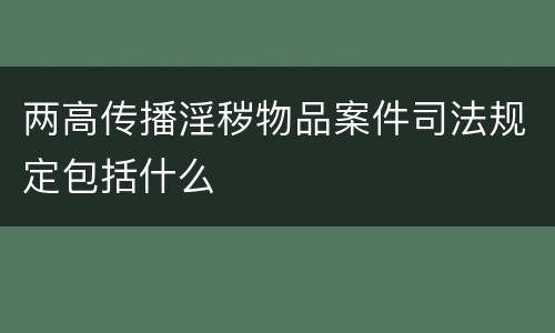 两高传播淫秽物品案件司法规定包括什么