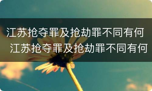 江苏抢夺罪及抢劫罪不同有何 江苏抢夺罪及抢劫罪不同有何区别