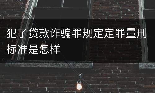 犯了贷款诈骗罪规定定罪量刑标准是怎样