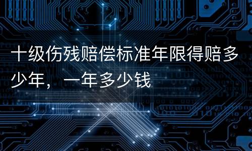 十级伤残赔偿标准年限得赔多少年，一年多少钱