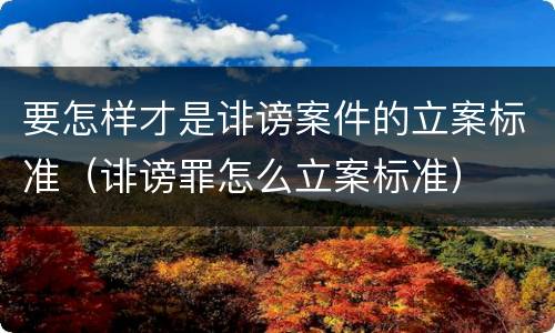 要怎样才是诽谤案件的立案标准（诽谤罪怎么立案标准）
