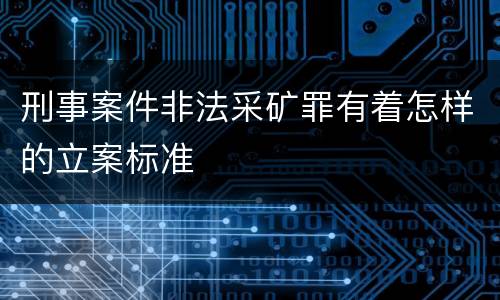 刑事案件非法采矿罪有着怎样的立案标准