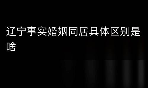 辽宁事实婚姻同居具体区别是啥