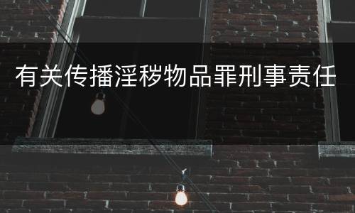有关传播淫秽物品罪刑事责任