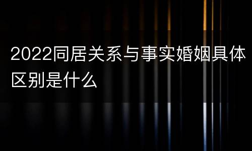 2022同居关系与事实婚姻具体区别是什么