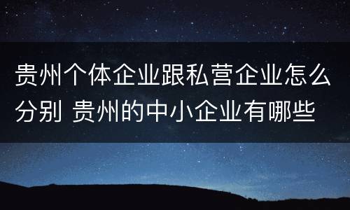 贵州个体企业跟私营企业怎么分别 贵州的中小企业有哪些