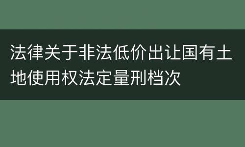 法律关于非法低价出让国有土地使用权法定量刑档次