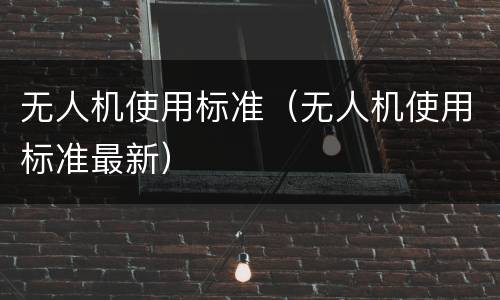 无人机使用标准（无人机使用标准最新）